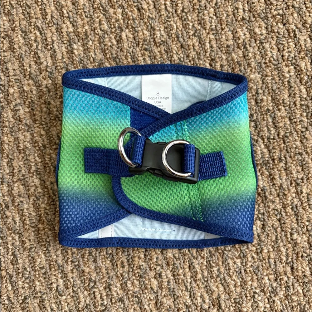 Blue-Green Choke Free Mesh Dog Harness Small